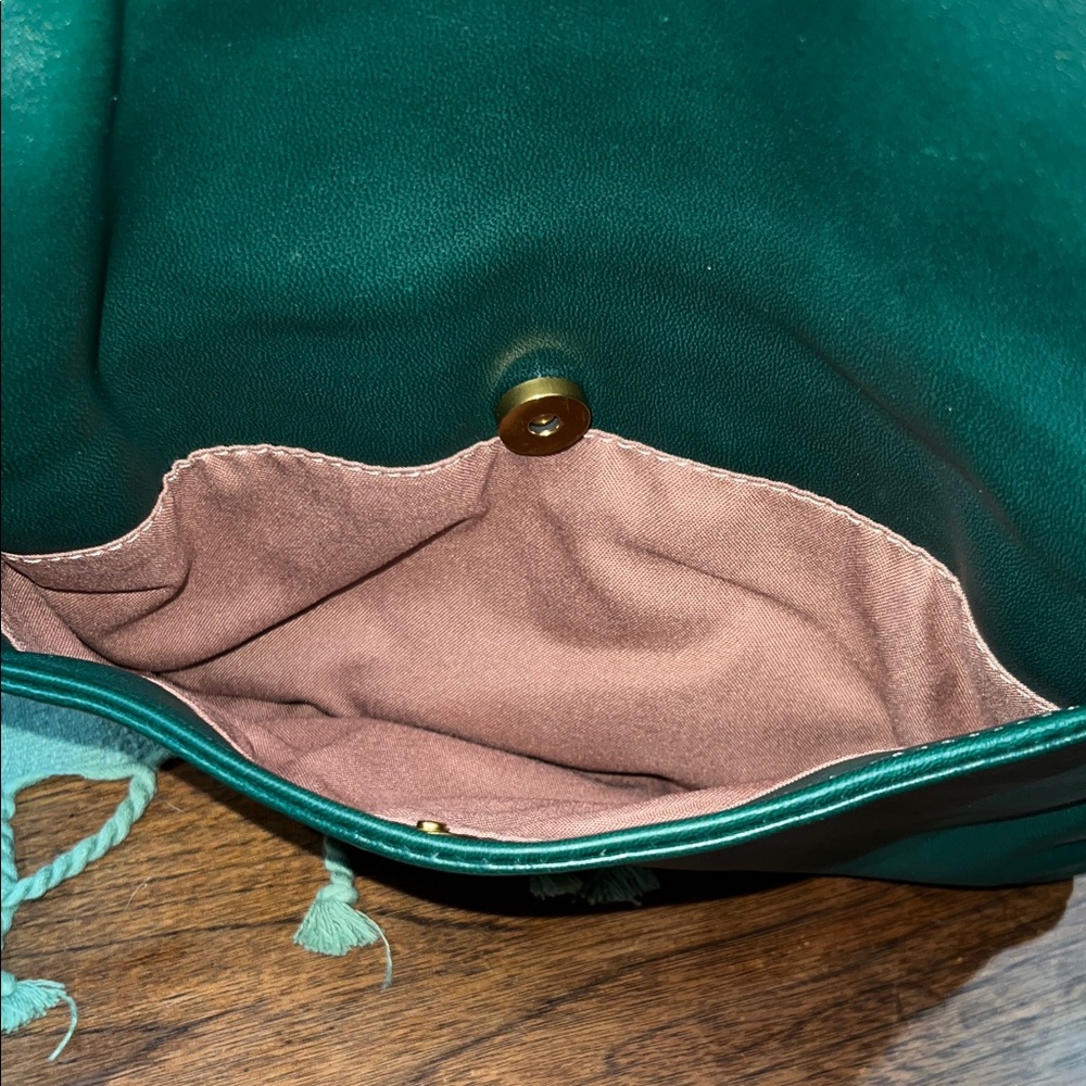 Sseko Retired Fold Over Leather Crossbody Bag in Agave Green - Picture 7 of 8